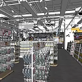 Bright Mall Store With Neatly Arranged Shelves And Various Food Products