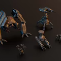 Detailed Game Movie Mechanical Characters with Multiple Sizes and Futuristic Designs