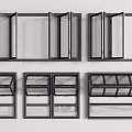 Various Black Frame Windows With Glass Panels And Different Opening Styles 3d model
