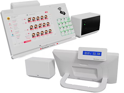 Commercial Equipment Set Featuring Smart POS Terminal Payment Display Scanner And Modules 3d model