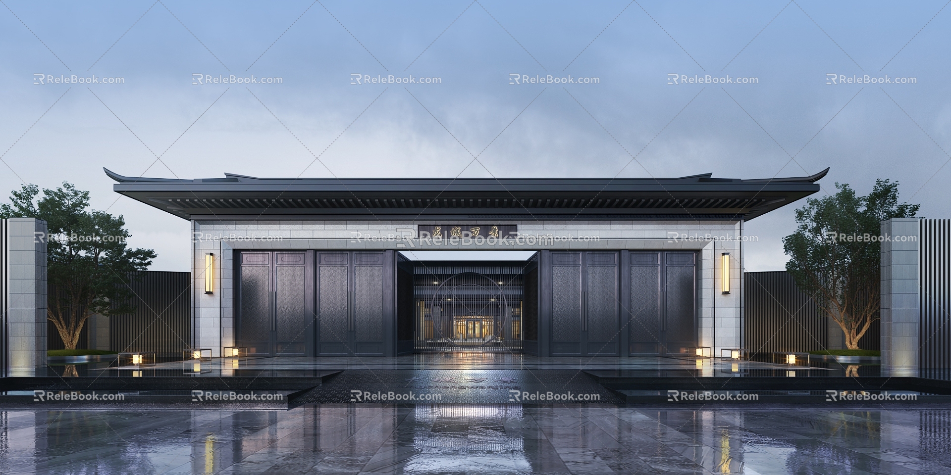 New Chinese-style Sales Office Building Building Sales Department Demonstration Area 3d model