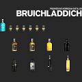 Assorted Colored Bruichladdich Whisky Bottles And Glasses Collection For Home Use