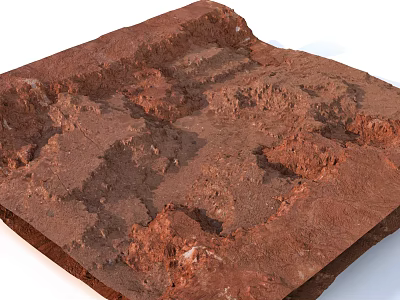 Scenic Red Land Landscape With Rolling Hills Valleys And Rugged Texture 3d model