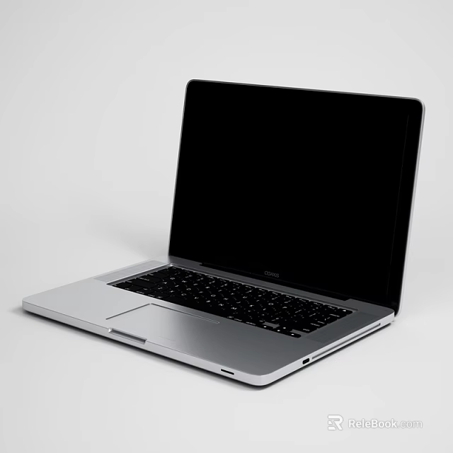 Modern Silver Laptop With Black Screen And Full Keyboard Design 3d model 
