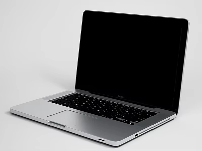 Modern Silver Laptop With Black Screen And Full Keyboard Design 3d model