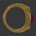 Elegant Golden Ring With Red Gemstone And Intricate Carved Decorative Patterns