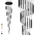 Modern Pendant Light With Slim Black And White Vertical Bars And Color Options