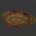 Handcrafted Ceramic Tray with Irregular Wavy Edge Three Small Feet and Natural Brown Texture