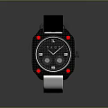 Stylish Smartwatch With Black Strap White Details Red Accents And Digital Dial Design