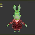 Blue Cartoon Donkey Character With Big Ears In Red Suit And Yellow Tie