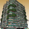 Dense Urban High Rise Building With Numerous Windows And External Structures
