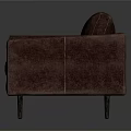Brown Upholstered Single Seater Sofa With Cylindrical Armrests And Slim Metal Legs