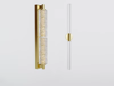 Modern Gold Wall Sconces With Textured Glass Shade And Metal Frame 3d model