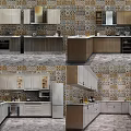 Stylish Modern Kitchen Cabinet Designs With Multiple Angles And Tiled Backsplash 3d model