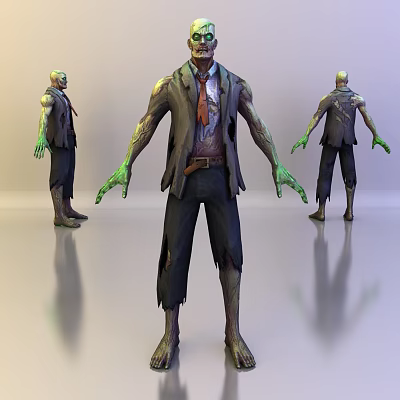 Modern game character zombie 3d model