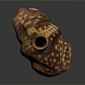 Hand Carved Ceramic Sculpture With Speckled Brown Texture And Vintage Handle Design