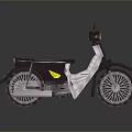Classic White and Dark Brown Scooter with Yellow Wing Logo and Retro Design
