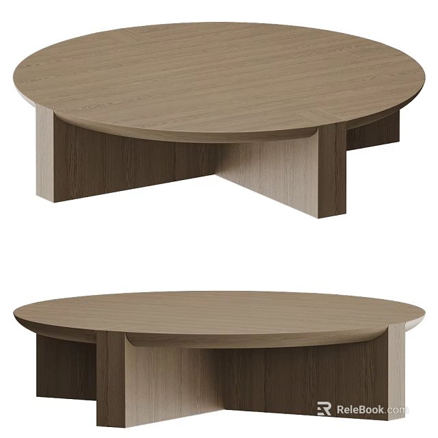 Modern Wooden Round Table With Smooth Tabletop And Sturdy Base Design 3d model