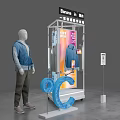 Shopping Mall Clothing Store Featuring Mannequin Wearing Blue Jacket And Display Stand With Letter Decor