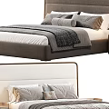 Modern Double Bed Interior Design With Upholstered Headboard Pillows And Bedside Table 3d model