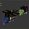 Black Red Mobile Food Truck With Open Top And Green Logo Design
