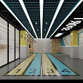 School Indoor Fitness Room Featuring Hanging Rings Yellow Exercise Ball And Colorful Floor Area