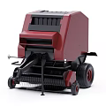 Red Agricultural Baler Function Vehicle With Black Components And Wheels For Farm Hay Baling