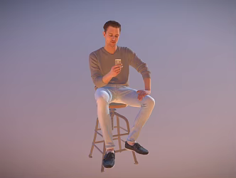 Seat Man Handsome Man 3d model