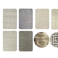 Various Square Rugs With Textured Patterns In Neutral Tones For Living Room Decor