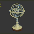 Stylish Golden Armillary Sphere Ornamental Furniture Accent With Intricate Structure And Wooden Base