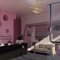 Beautiful Pink Cosmetics Store With Display Shelves And Numbered Labels