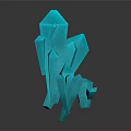 Turquoise Blue 3D Rendered Crystal Cluster With Geometric Shapes And Glossy Surface
