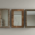 Rustic Wooden Frame Mirrors Hanging On Light Wall For Home Decor
