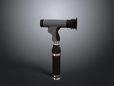 Vintage Metal Tool With Wooden Grip And Optical Lens Design 3d model