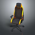 Ergonomic Black And Orange Gaming Chair With Diamond Stitch Pattern And Swivel Wheels
