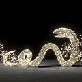 Illuminated Snake Shaped Art Installation With Firework Like Lights Against Dark Background 3d model