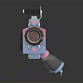 Colorful 3D Mechanical Weapon Model with Pink Blue Elements Circular Parts Gear Decorations And Barrel