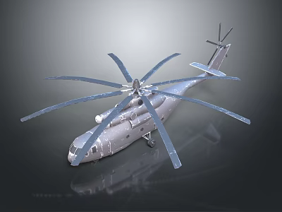 Large Transport Helicopter With Multiple Rotors And Metallic Gray Fuselage Structure 3d model