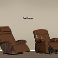Poliform Brown Leather Reclining Massage Chairs in Modern Living Room Interior