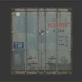 Rusty Metal Shipping Container With Blue White Stripes And Rectangular Structure