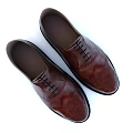 Brown Leather Brogue Shoes with Black Laces and Perforated Design on Black Sole