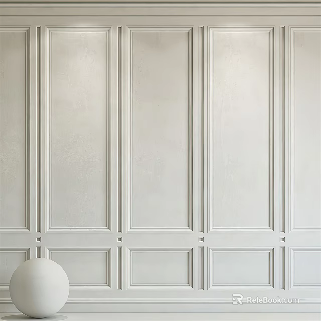 White Modern Wall Paneling for Interior with Vertical and Horizontal Panels 3d model 