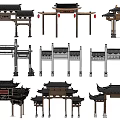 Traditional Chinese Memorial Archways With Various Styles And Carved Roof Details
