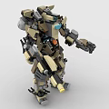 Detailed Tan Mech Style Building Blocks Robot With Weapon And Armor Construction
