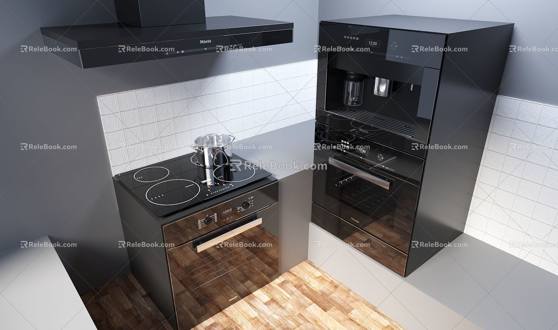 Black Kitchen Appliances 3d model