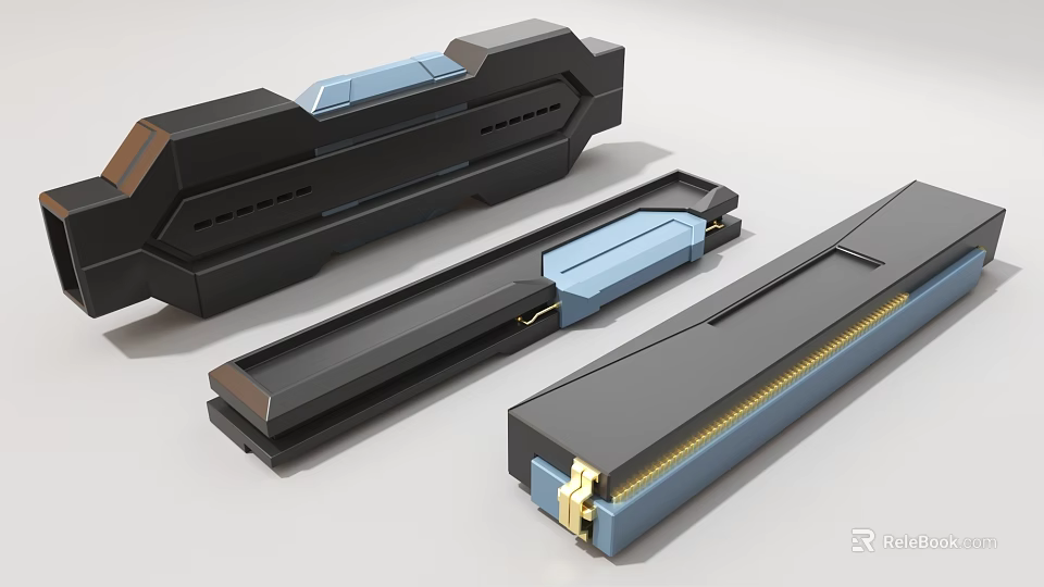 Black And Blue Industrial Linear Slides With Precision Metal Components And Durable Design 3d model 