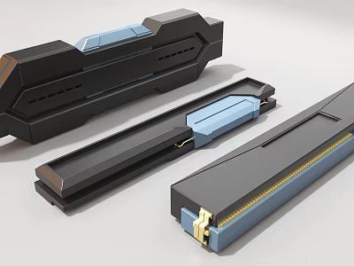 Black And Blue Industrial Linear Slides With Precision Metal Components And Durable Design 3d model
