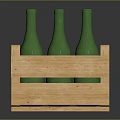 Wooden Crate Filled With Green Glass Bottles On Dark Surface
