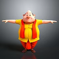 Friendly Cartoon Character Design With Yellow Top Red Scarf And Outstretched Arms