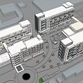 Aerial Planning of Modern Building Complex with Green Landscaping and Water Features